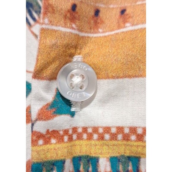 Obey Egyptian Pattern 100% Cotton Short Sleeve Collared Polo Shirt Size Small - Picture 6 of 16